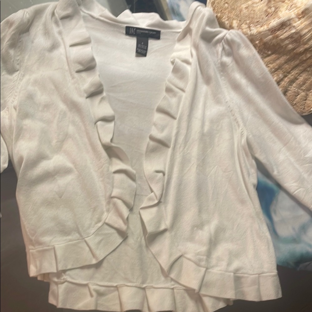 INC ruffled cardigan with cropped sleeves